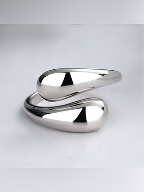 NEW Drip Drop Bypass Ring Silver Plate Liquid Molten Metal Teardrop AP20
